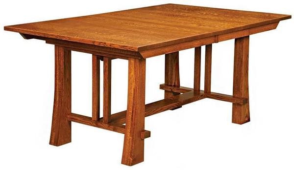 Amish Clark Mission Trestle Dining Table