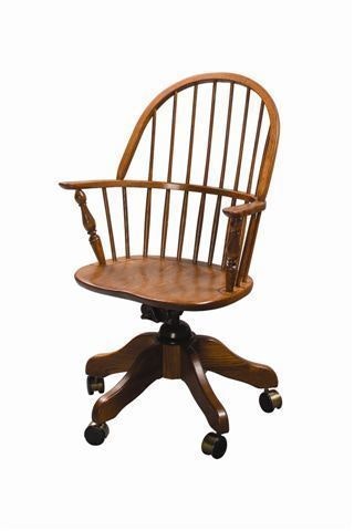 Amish Alexandria Solid Wood Sack Back Windsor Desk Armchair