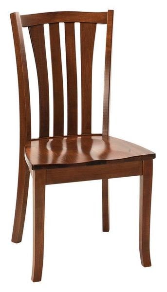 Amish Keeseville Dining Chair 4 thick back supports curved wooden seat armless