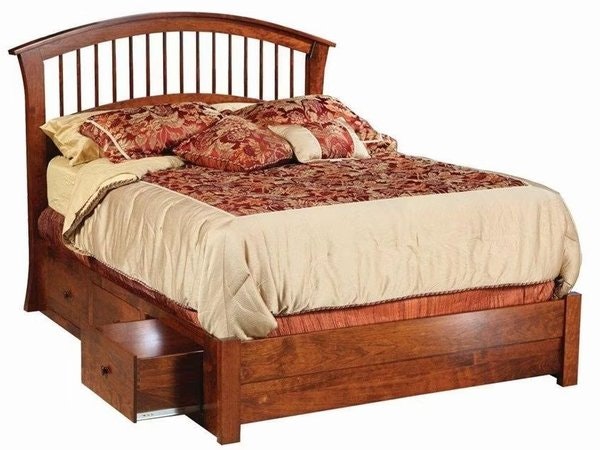Amish Amber Storage Platform Bed with Low Footboard