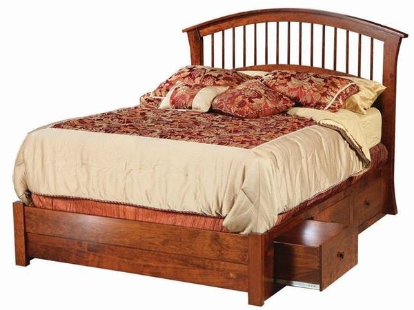 Amish Amber Storage Platform Bed with Low Footboard