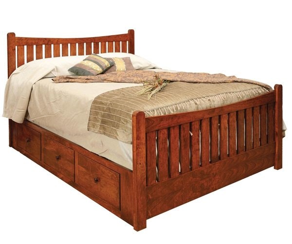 Amish Crafted Portland Solid Wood Platform Bed with Storage Drawers