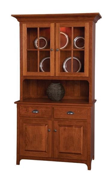 Amish Plymouth Two-Door Hutch shown in Oak with Honey Pine Stain