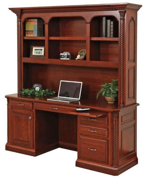 Amish Hawthorne 72" Credenza Desk with Optional Bookcase Hutch Top