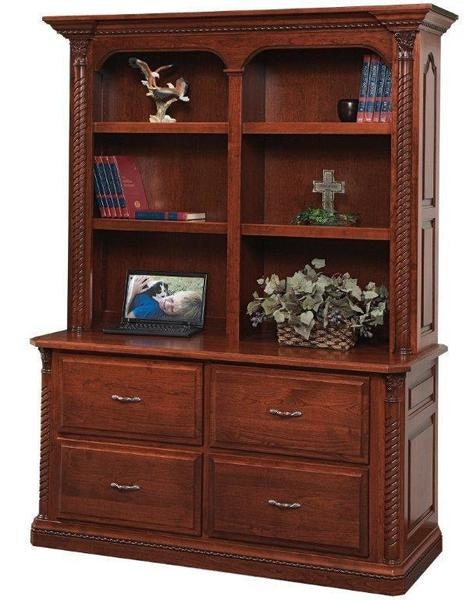 Amish Hawthorne Double Lateral File Cabinet with Optional Bookcase Top