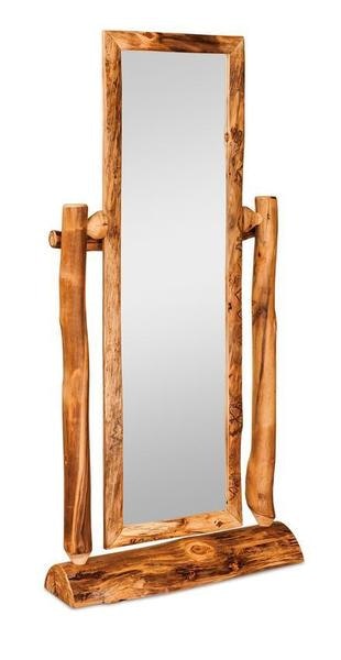 Amish Rustic Log Cheval Floor Mirror