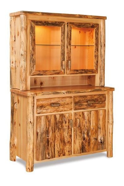 Amish Handcrafted Rustic Log 48" Buffet Hutch Cabinet