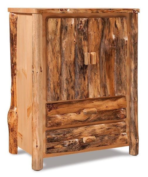 Amish Log Furniture Rustic Log Armoire with Drawers