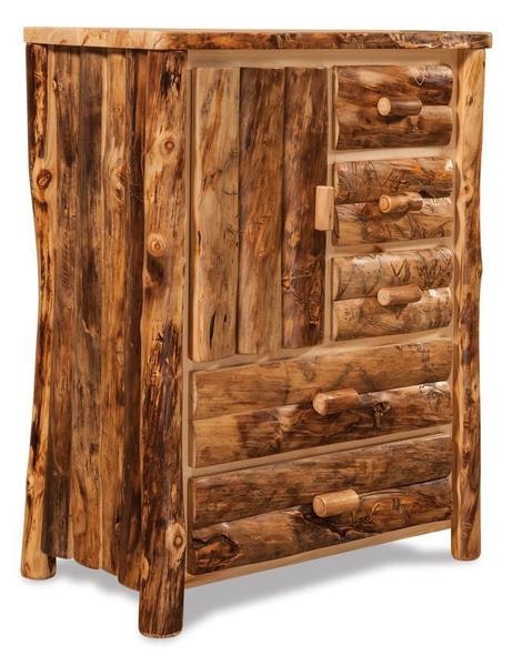 Amish Rustic Log Furniture Armoire Wardrobe Cabinet