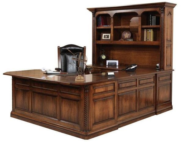 Amish Hawthorne U-Shaped Desk with Optional Hutch Top