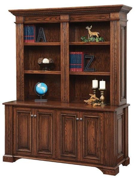 Amish Imperial Double Credenza with Optional Bookshelf Hutch