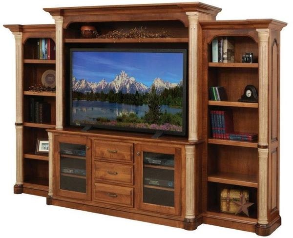 Amish Riverdale 68" Solid Wood Entertainment Center Wall Unit