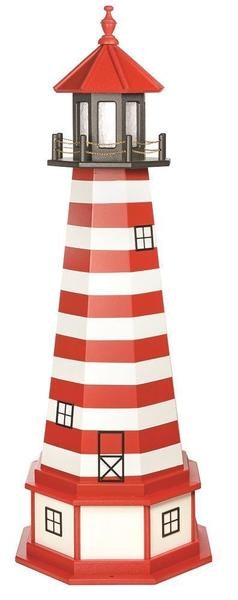 Amish West Quoddy Hybrid Yard Lighthouse with Optional Base