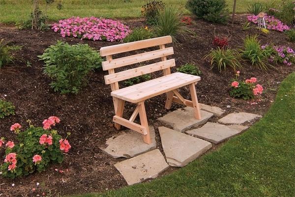 Amish Cedar Wood Backed Bench