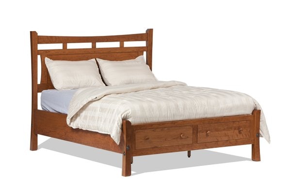 Amish Betty Panel Bed with Footboard Drawers