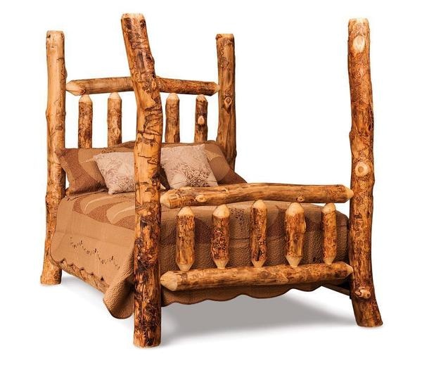 Amish Rustic Four Poster Log Bed