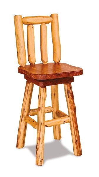 Rustic Swivel Seat Log Bar Stool Amish Made DutchCrafters