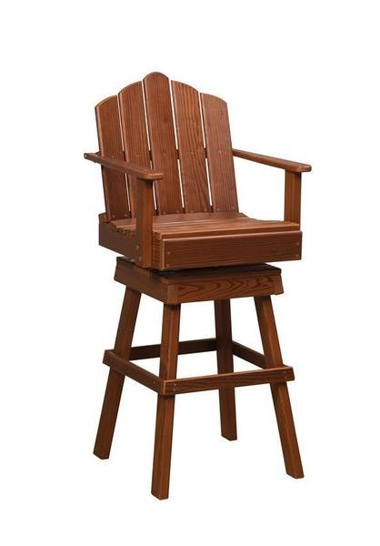 Amish Handcrafted Cedar Wood Outdoor Swivel Bar Stool