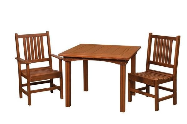 Amish Cedar Wood 3-Piece Table and Chair Set