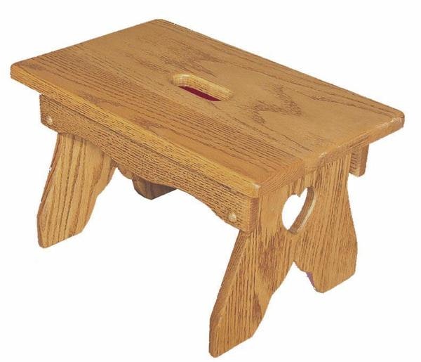 Amish Hardwood Slot Step Bench with Heart