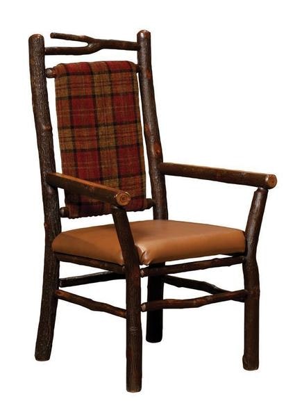 Amish Rustic Hickory Branch Chair with Spindle Back