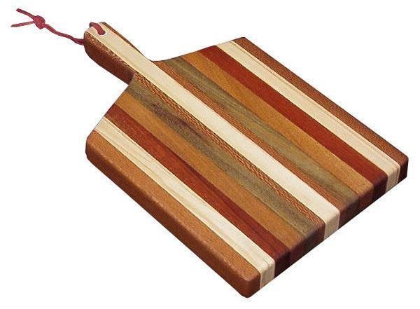 Amish Handcrafted Exotic Wood Cutting Board with Handle