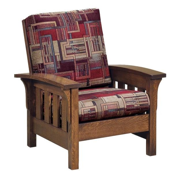 American 32 Inch Wide Winthrop Wood Frame Lounge Chair with Upholstered Back and Seat Cushions.