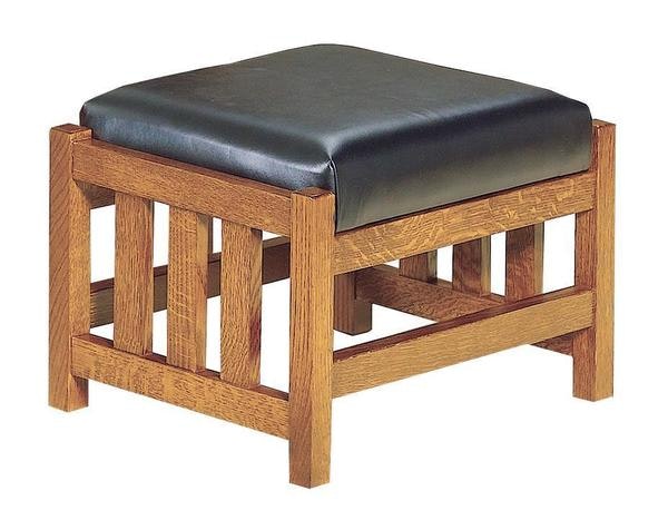 American Winthrop Slat 20 inch Mission Morris Footstool with Upholstered Top.