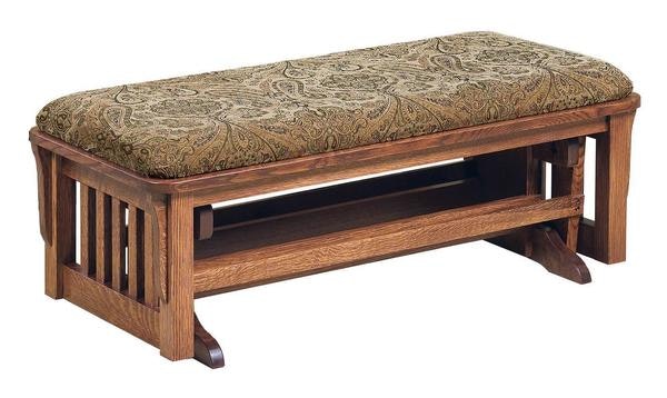 Amish Winthrop Oversized Glider Ottoman Upholstered shown in oak wood with Myth fabric.