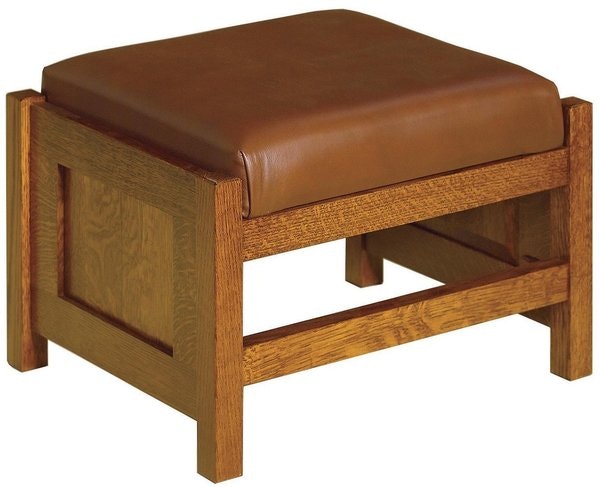 Amish Olalla Mission Footstool with Upholstered Top