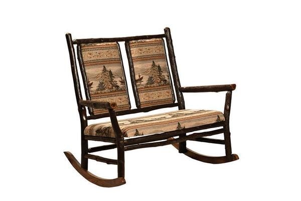Amish Rustic Hickory Grandpa Double Rocker