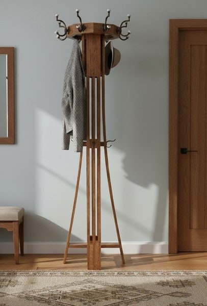 Amish Mission Hall Tree with Revolving Top