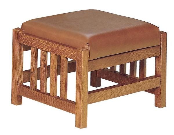 Amish Mazama Slat Mission Morris Footstool with Upholstered Top.