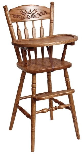 Heirloom Oak Wood High Chair Amish Handcrafted in America