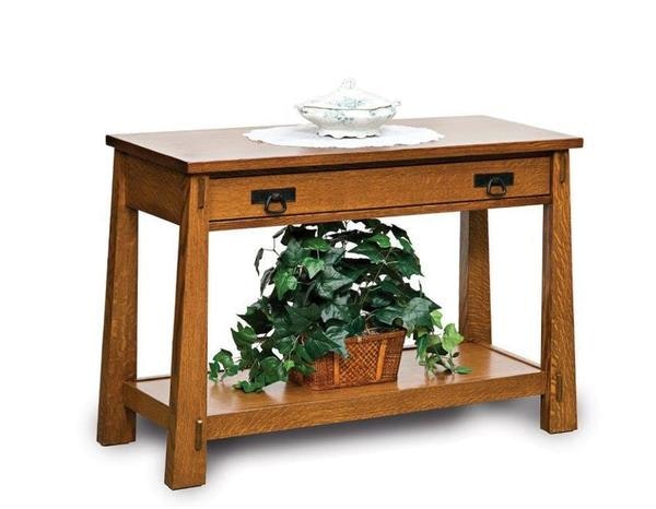 Amish 42 Wide Enchant Mission Sofa Table with Drawer and Bottom Shelf