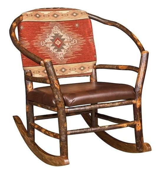 Amish Rustic Hickory Twig Hoop Rocking Chair