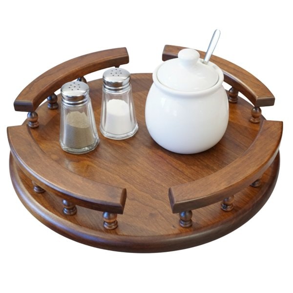 Amish Hardwood Revolving Lazy Susan with Rail