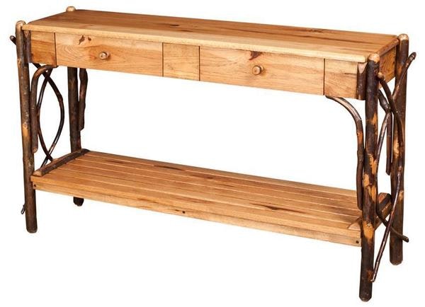 Amish Rustic Hickory Northwood Sofa Table