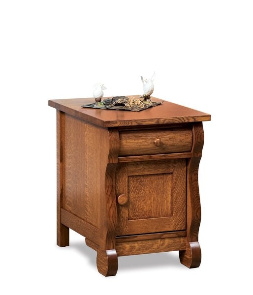 Amish 24 Tall Gleam Hardwood End Table Cabinet with 1 Door and 1 Drawer
