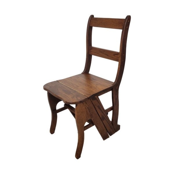 Amish Hardwood Library Step Stool Chair