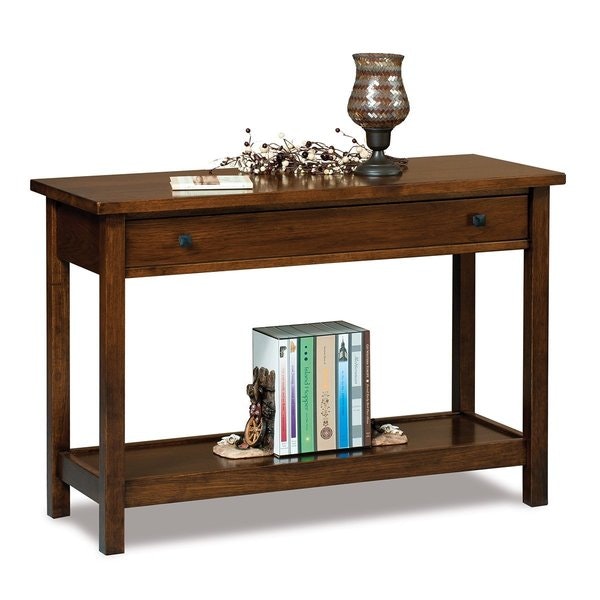 Amish 42 Wide Radiance Mission Sofa Table with Drawer and Bottom Shelf