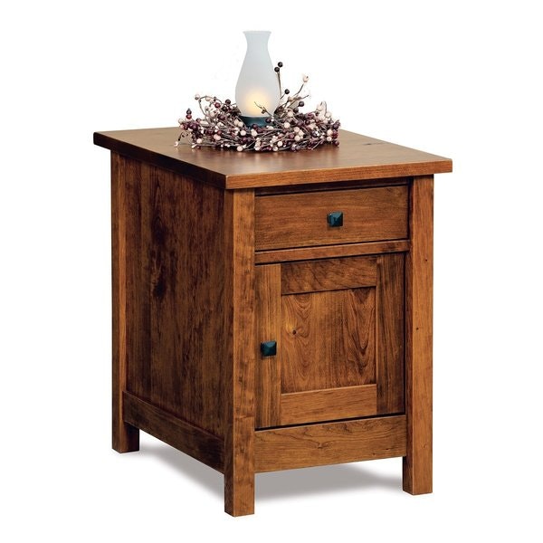 Amish 24 Tall Radiance Mission End Table Cabinet With Door and Drawer