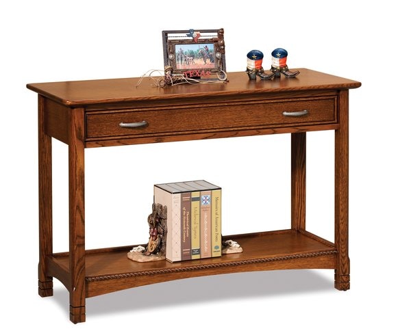 Amish Crest 42 Sofa Table with Drawer with Full Extension Drawer and Bottom Shelf