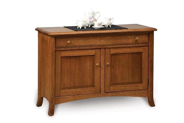 Amish 42 Wide Marvel Sofa Table Cabinet with a 1 Inch Solid Top and Adjustable Shelf