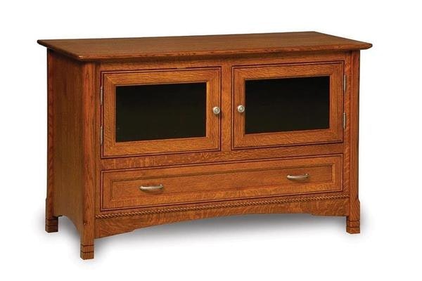 Amish Crest 48 TV Console with Mitered Corners on Doors and Drawer Fronts