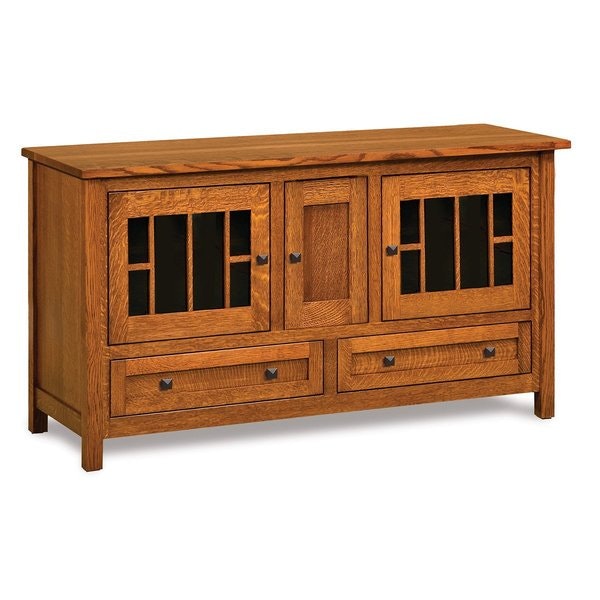 Amish Radiance Mission 60 TV Stand with Three Doors and 2 Drawers