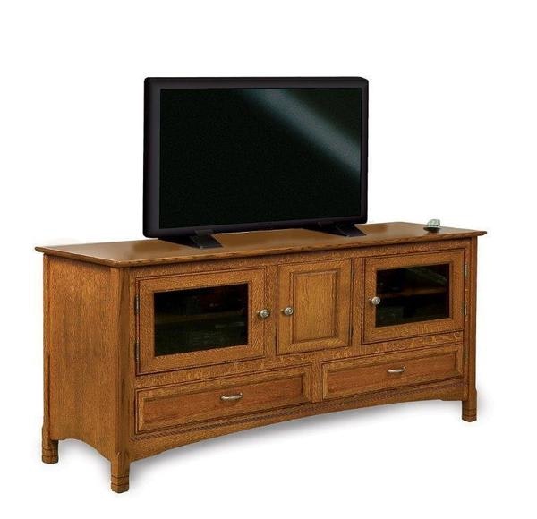 Amish Crest 60 TV Console with Mitered Corners on Doors and Drawer Fronts