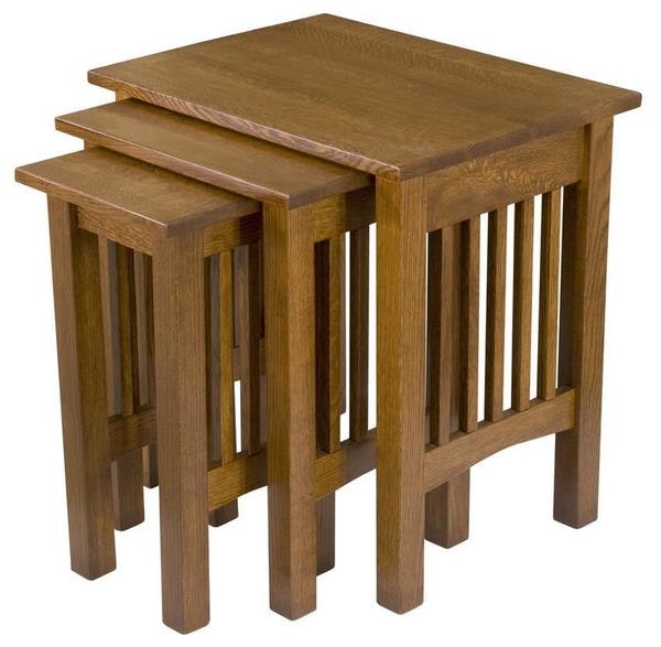 Amish Hardwood Slatted Mission Nesting Table Set