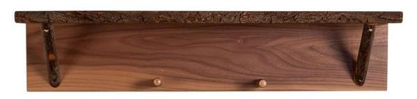 Amish Rustic Hickory Wood Wall Shelf