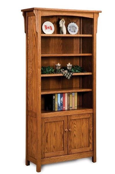 Amish 39 Nova Mission Bookcase Cabinet with 4 Adjustable Shelves and 2 Doors